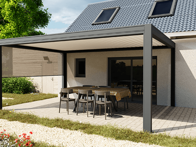 Création de visuel d'ambiance 3D pergola et salon de jardin